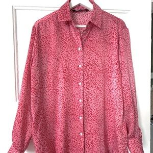 Pink & red Zara blouse, animal mini-print. Worn once!